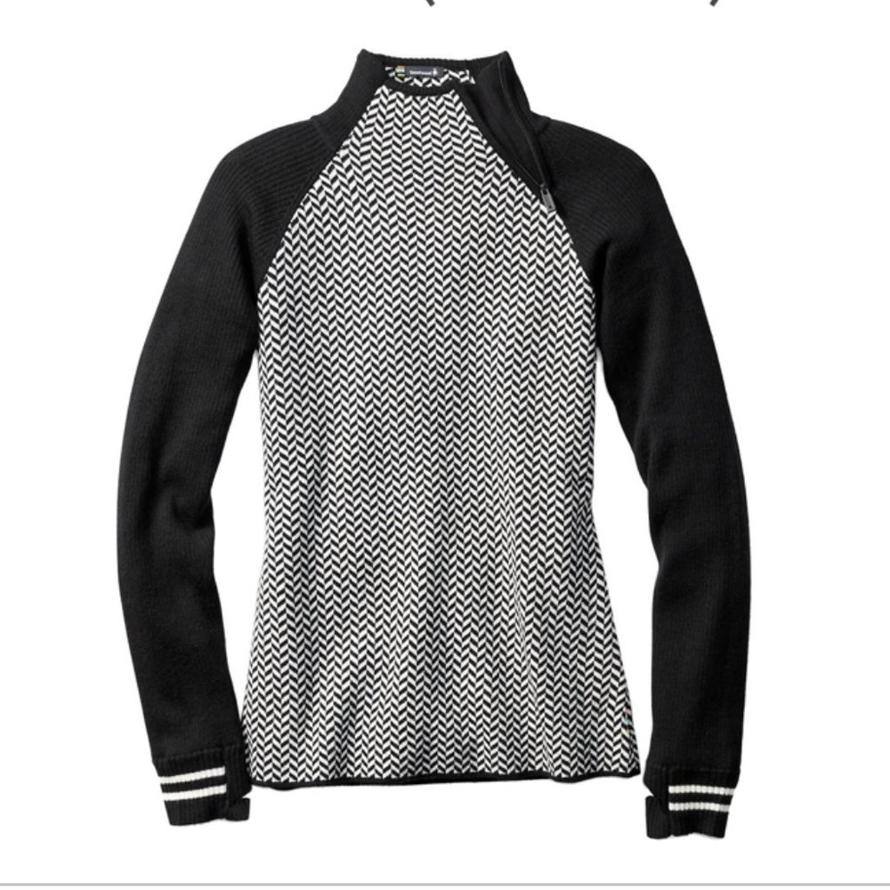 Smartwool Black and White Cowl Neck Sweater
